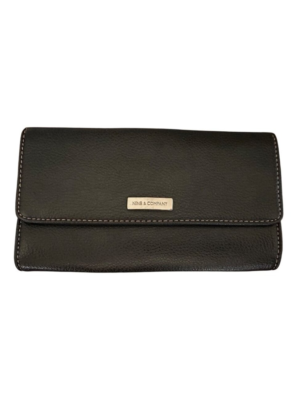 Nine & Company Black Faux Leather Wallet With Zipper & Snap Closure